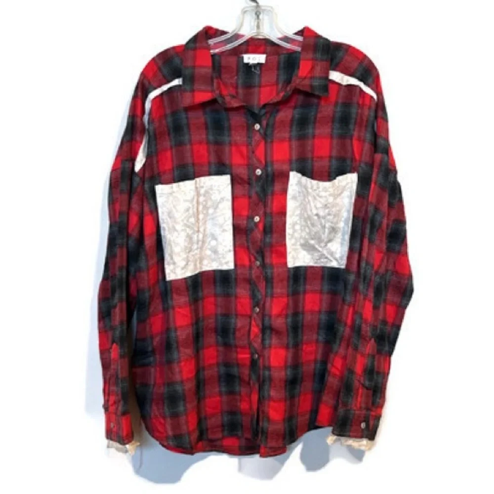 POL Red Plaid Button Down Shirt - Picture 7 of 7